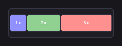 Three chips sharing a row's width in a 1:2:3 ratio.