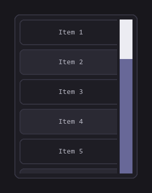 A scrollable list of numbered items inside a card.